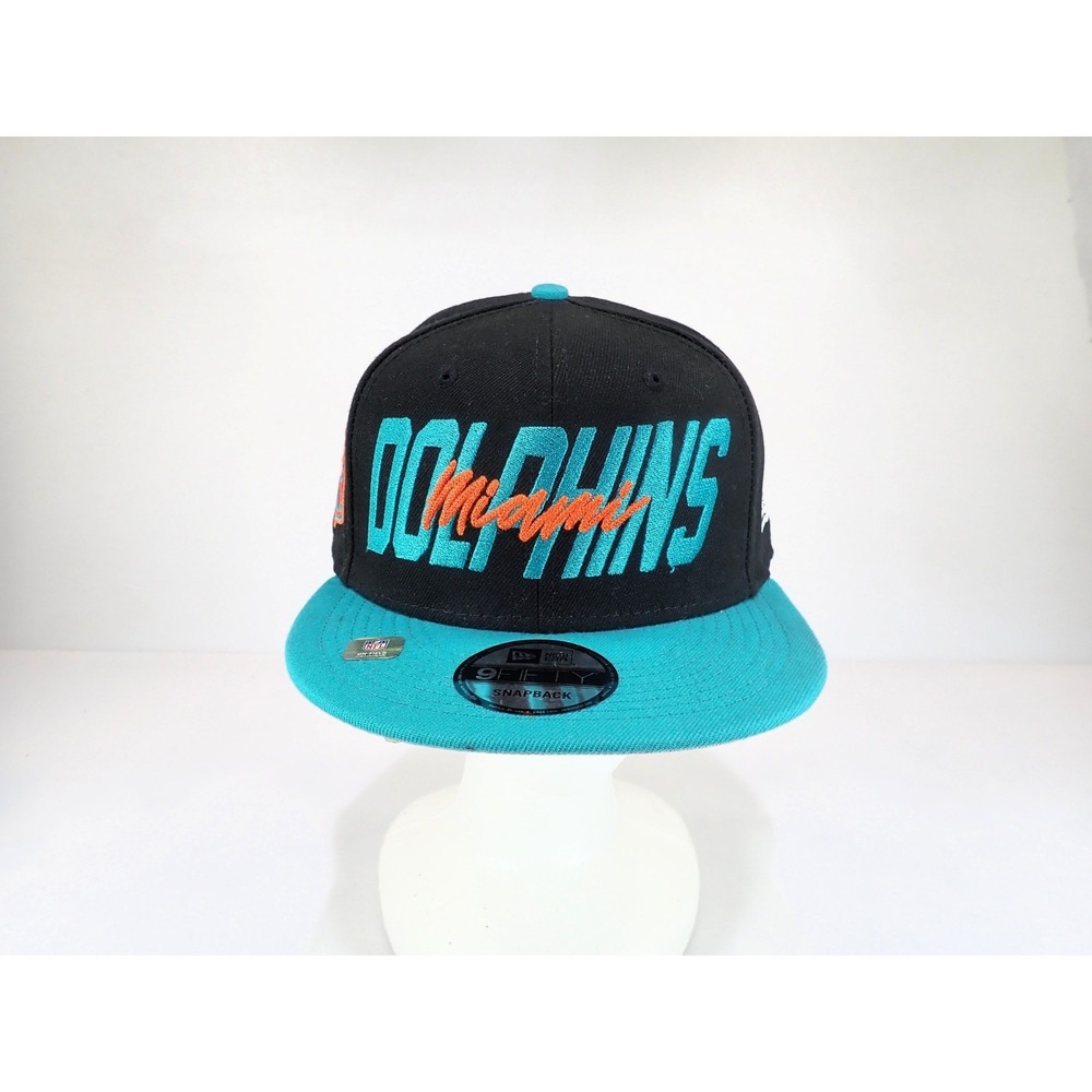 New Era 9FIFTY Miami Dolphins Snapback Hat Black Teal NFL Football Cap